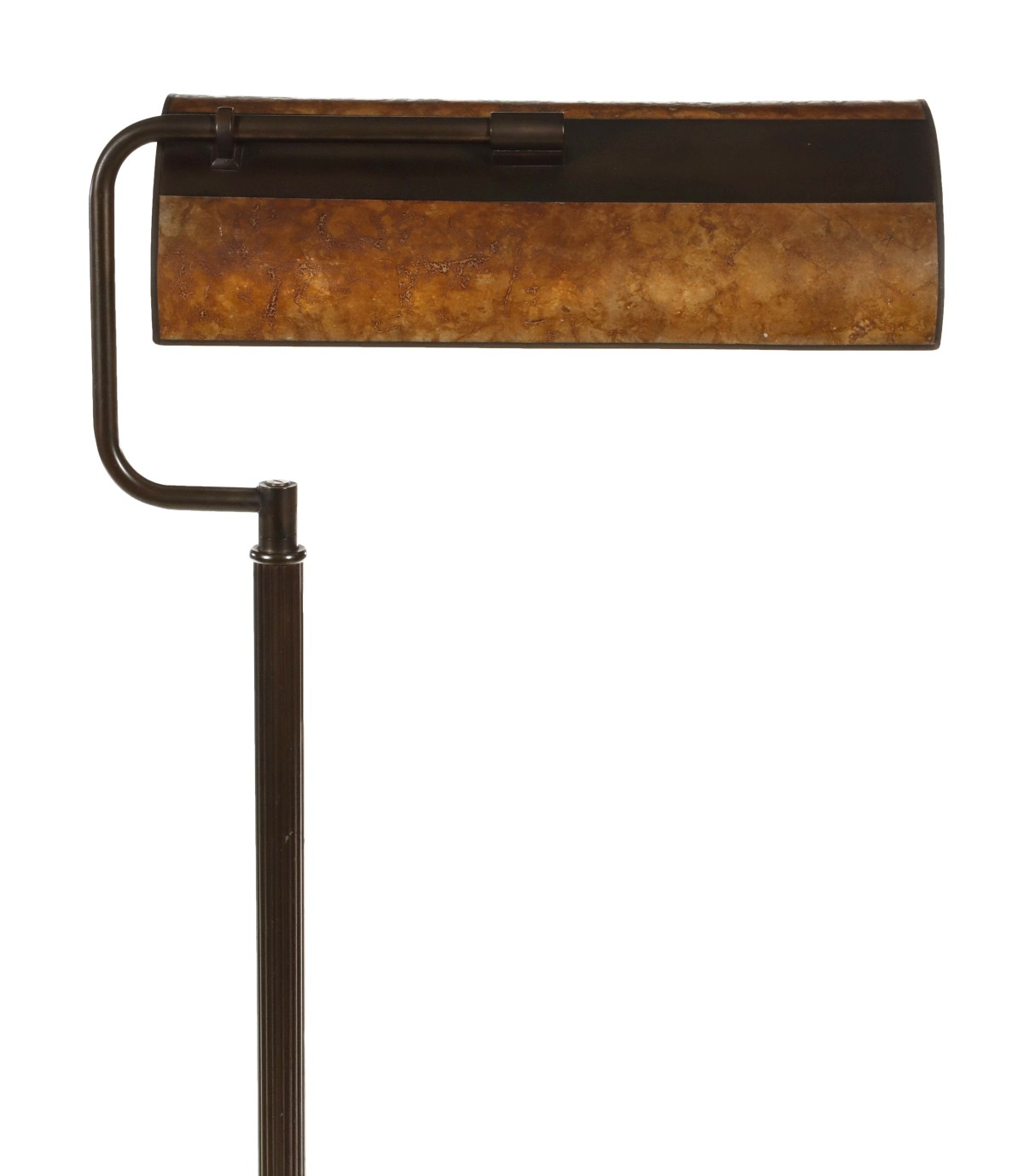 AN EARLY 20TH CENTURY FLOOR LAMP WITH LATER MICA SHADE