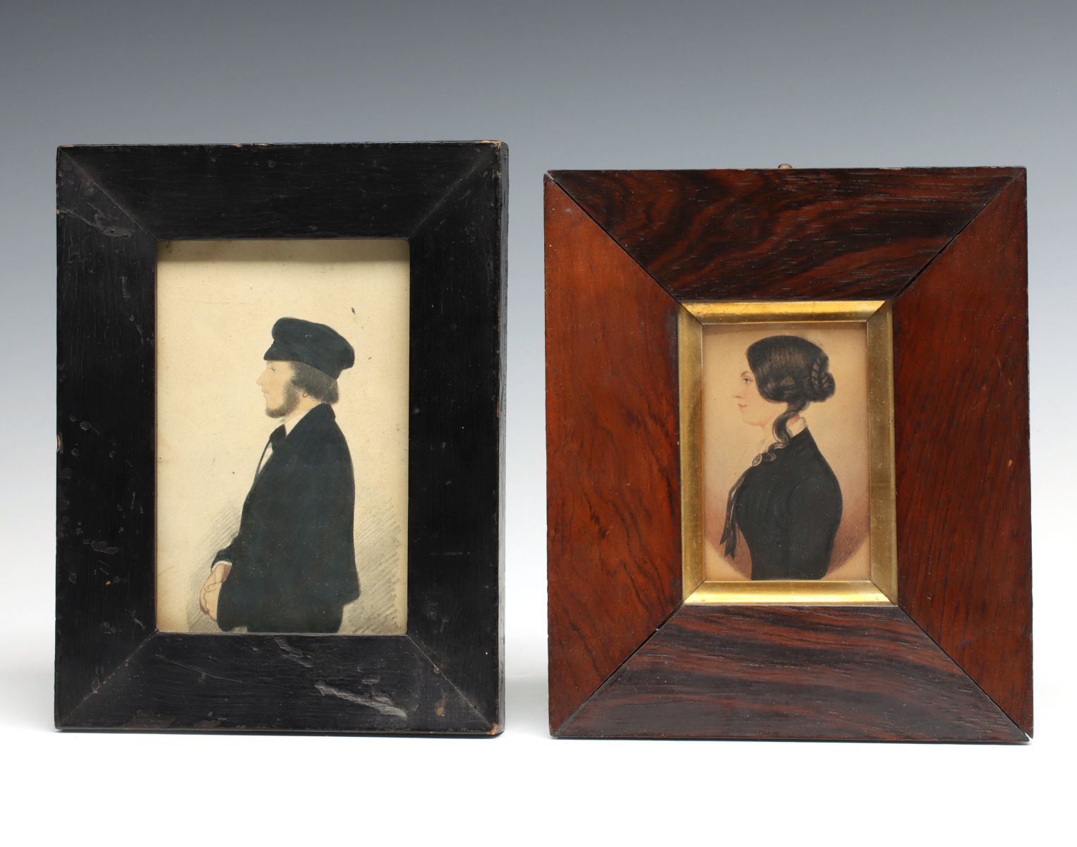 EARLY 19TH C. WATERCOLOR ON PAPER MINIATURE PORTRAITS