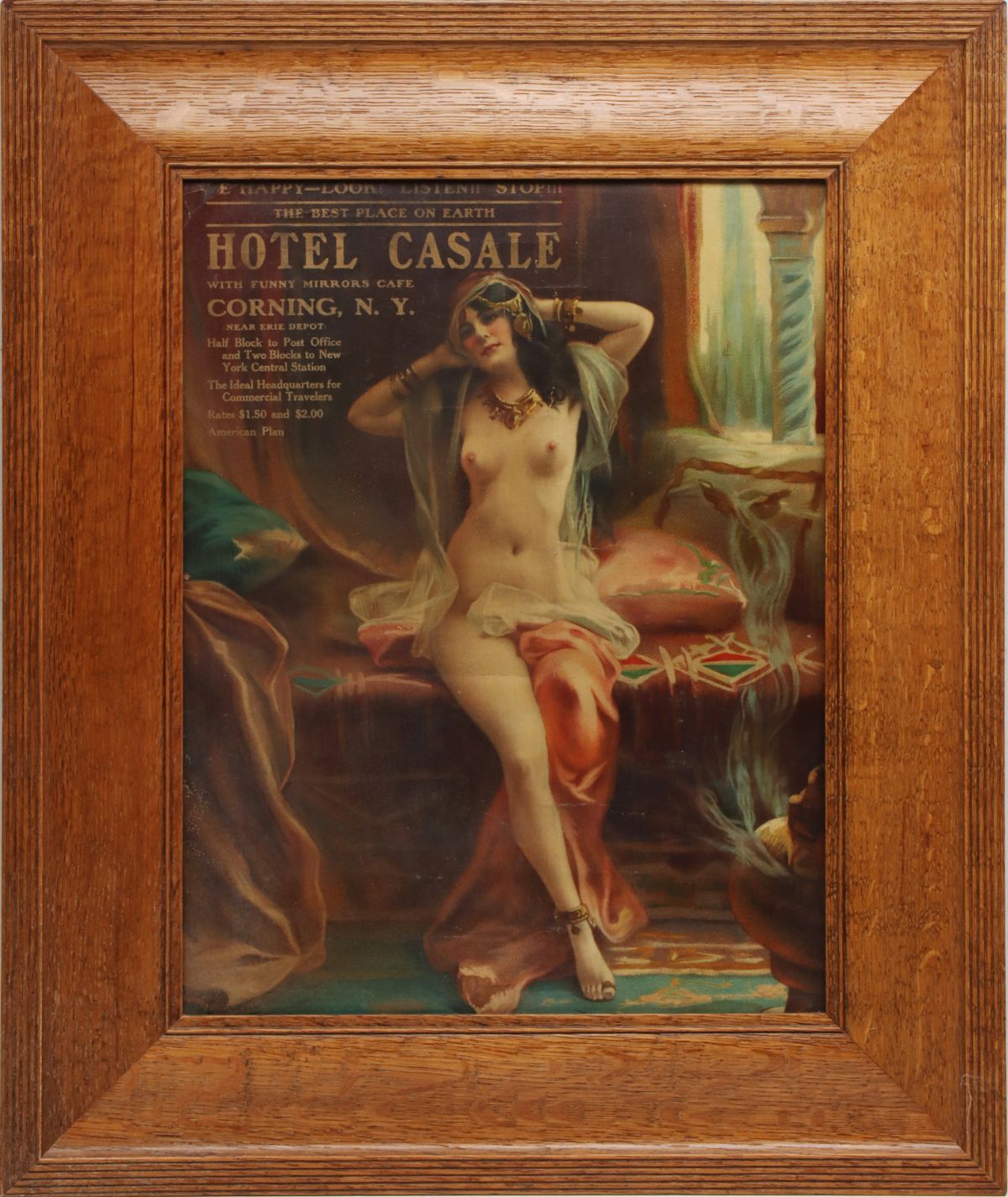 AN EARLY 20TH C. POSTER WITH NUDE FOR HOTEL CASALE