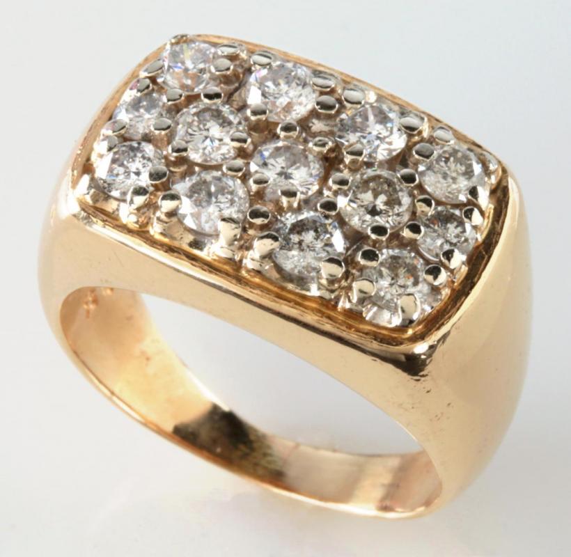 GENT'S 14K GOLD AND DIAMOND RING APPROX 2.4 CARATS TW