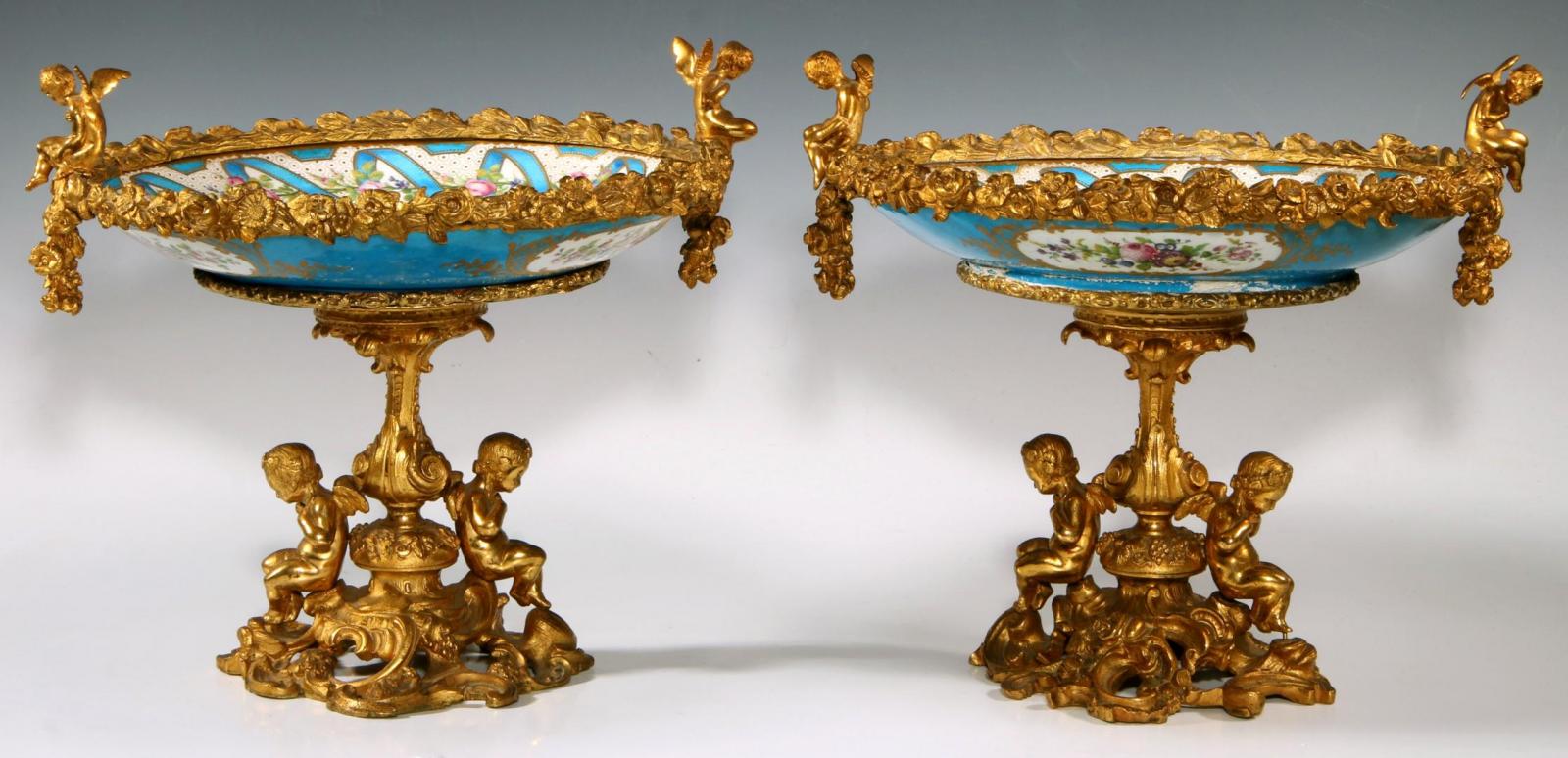 A PAIR OF ORMOLU-MOUNTED FRENCH PLATE CENTERPIECES