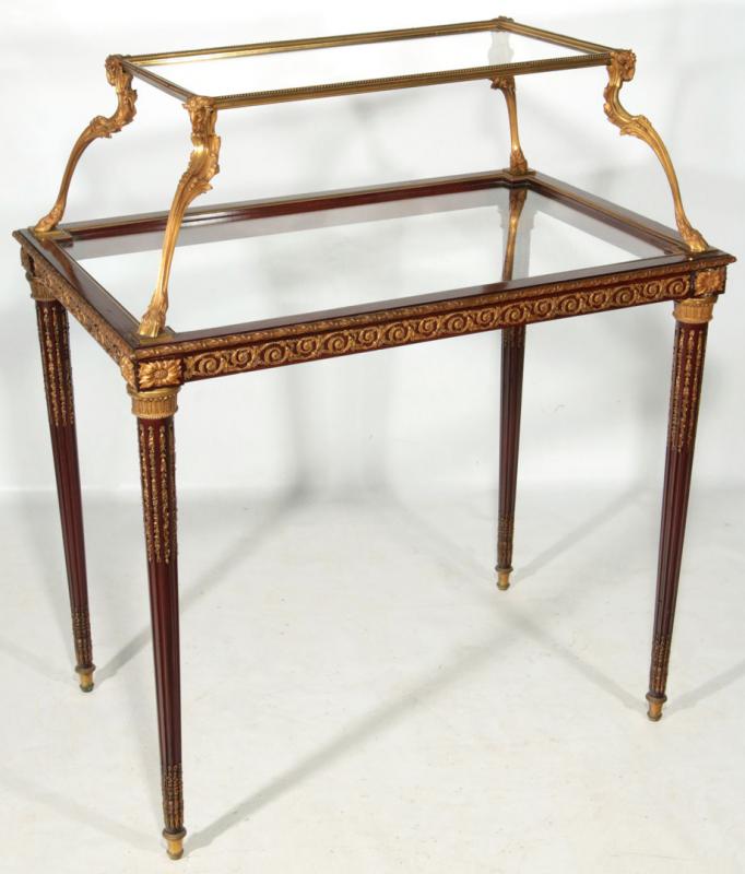 A 19TH C. FRENCH LOUIS XVI STYLE MAHOGANY PASTRY TABLE