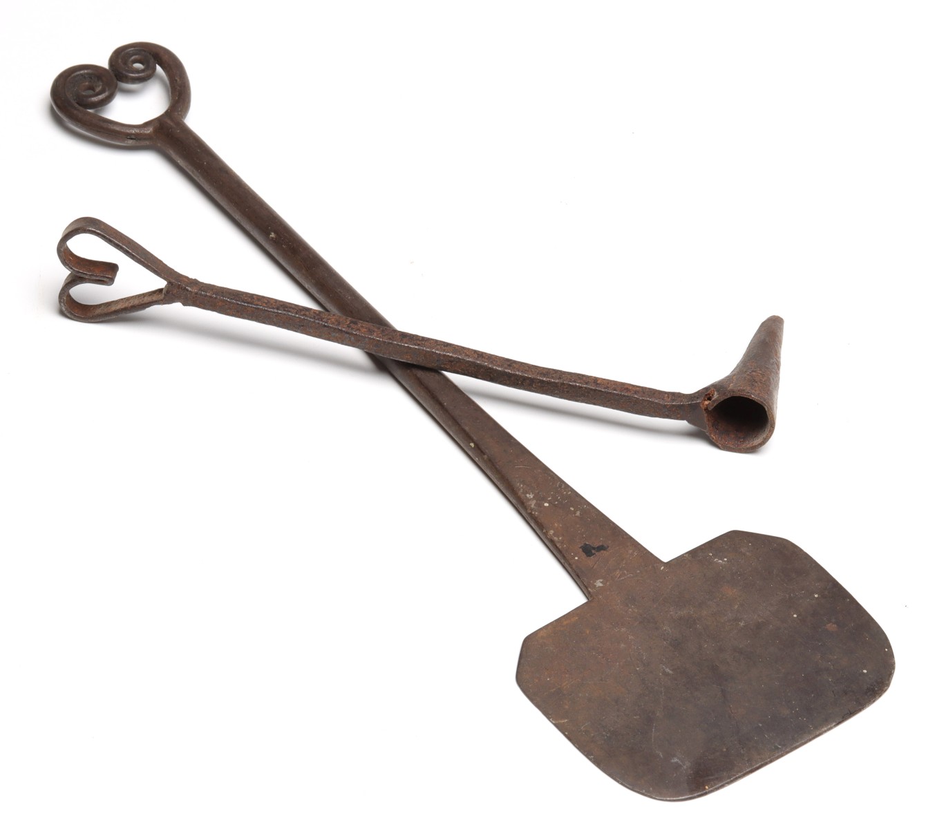 FORGED IRON HEARTH TOOLS WITH HEART TERMINALS