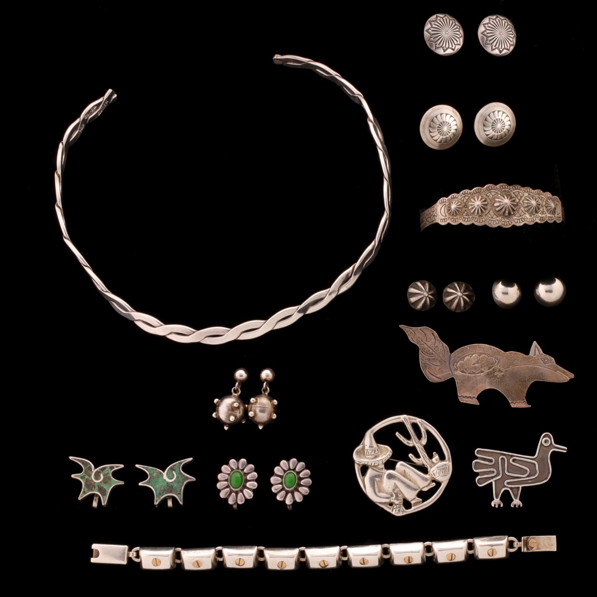 A COLLECTION OF MEXICAN STERLING JEWELRY