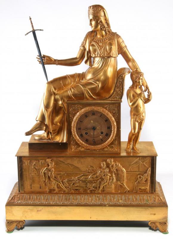 A LARGE FINE 19TH C. FRENCH EMPIRE MANTLE CLOCK