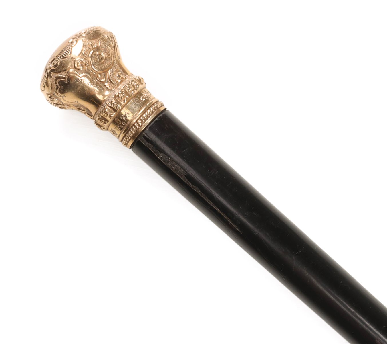 A SIMONS BROTHERS GOLD CROWN WALKING STICK