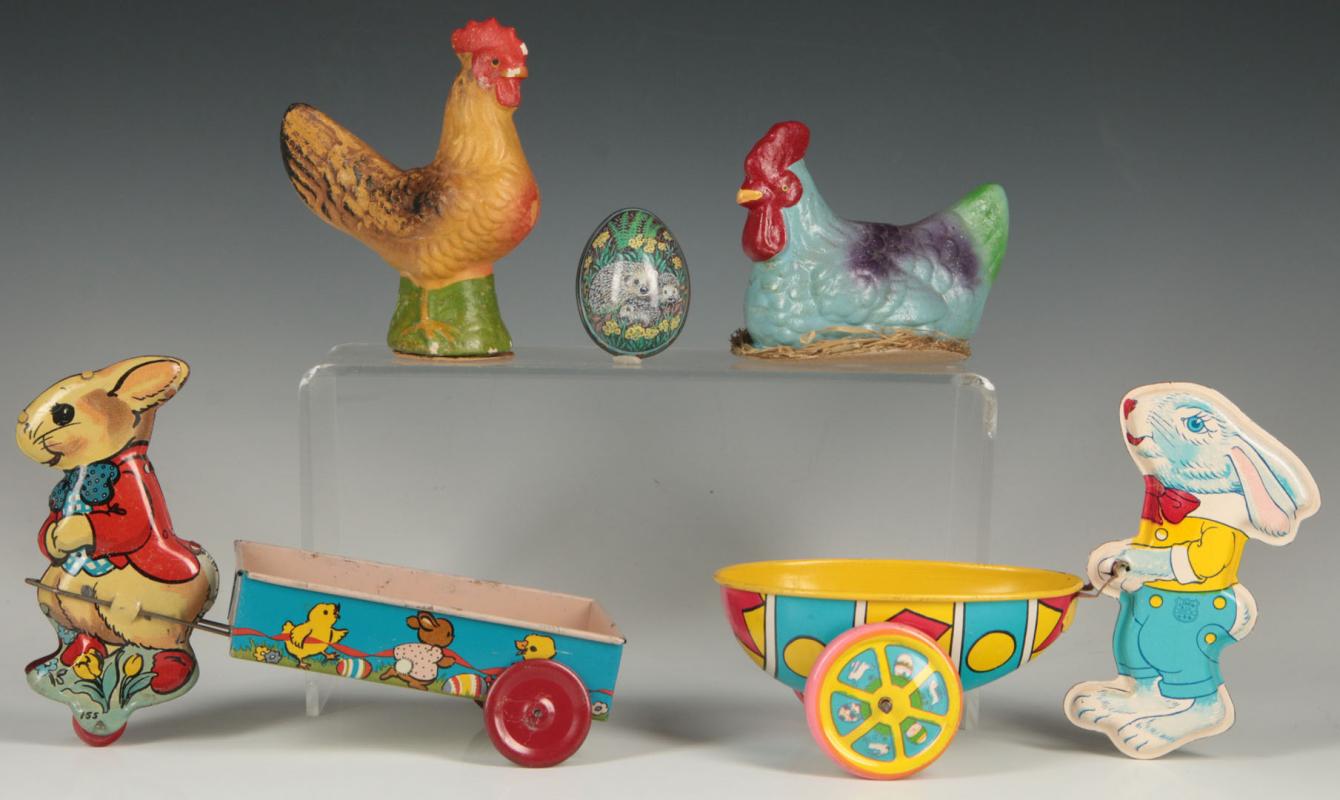 A COLLECTION OF EASTER HOLIDAY TIN LITHO AND PAPIER MACHE