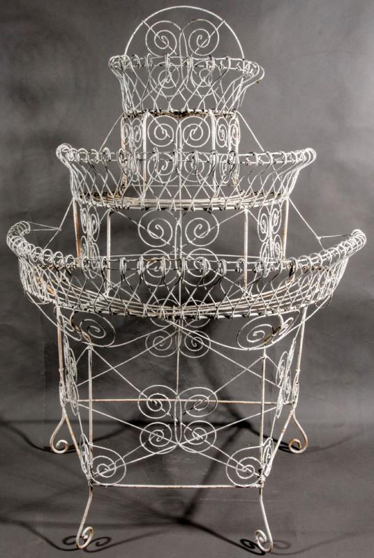 A 19TH CENTURY VICTORIAN WIRE PLANT STAND