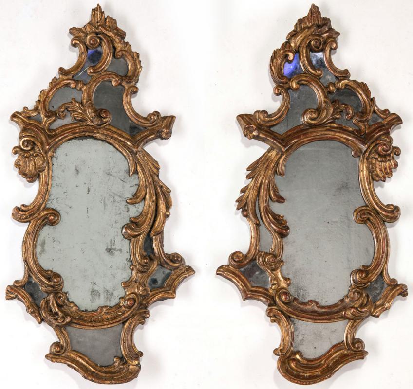 
A VERY GOOD PAIR 18TH C. FRENCH OR ITALIAN MIRRORS