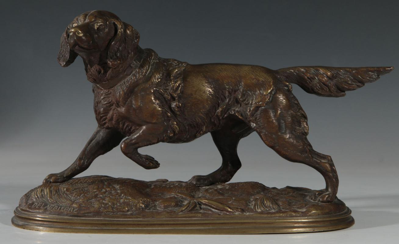 EDOUARD DELABRIERRE (1829-1912) BRONZE DOG SCULPTURE