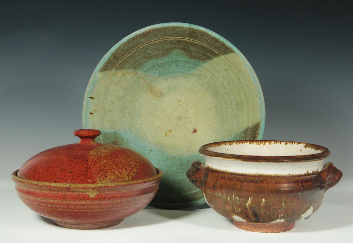 THREE PIECES OF SIGNED STUDIO POTTERY