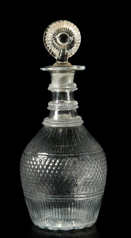 AN EARLY AMERICAN MOLD BLOWN DECANTER