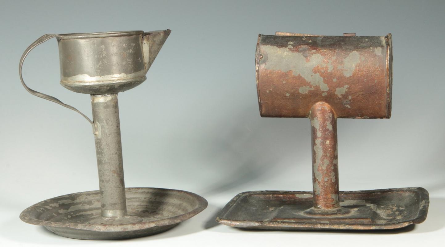 A PAIR OF 19TH CENTURY GREASE LAMPS