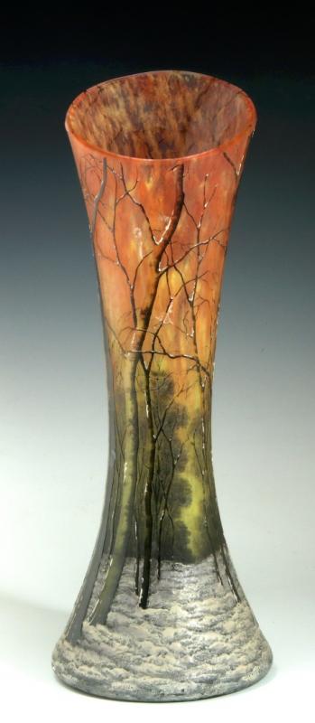 A DAUM NANCY FRENCH CAMEO GLASS WINTER VASE - ALTERED