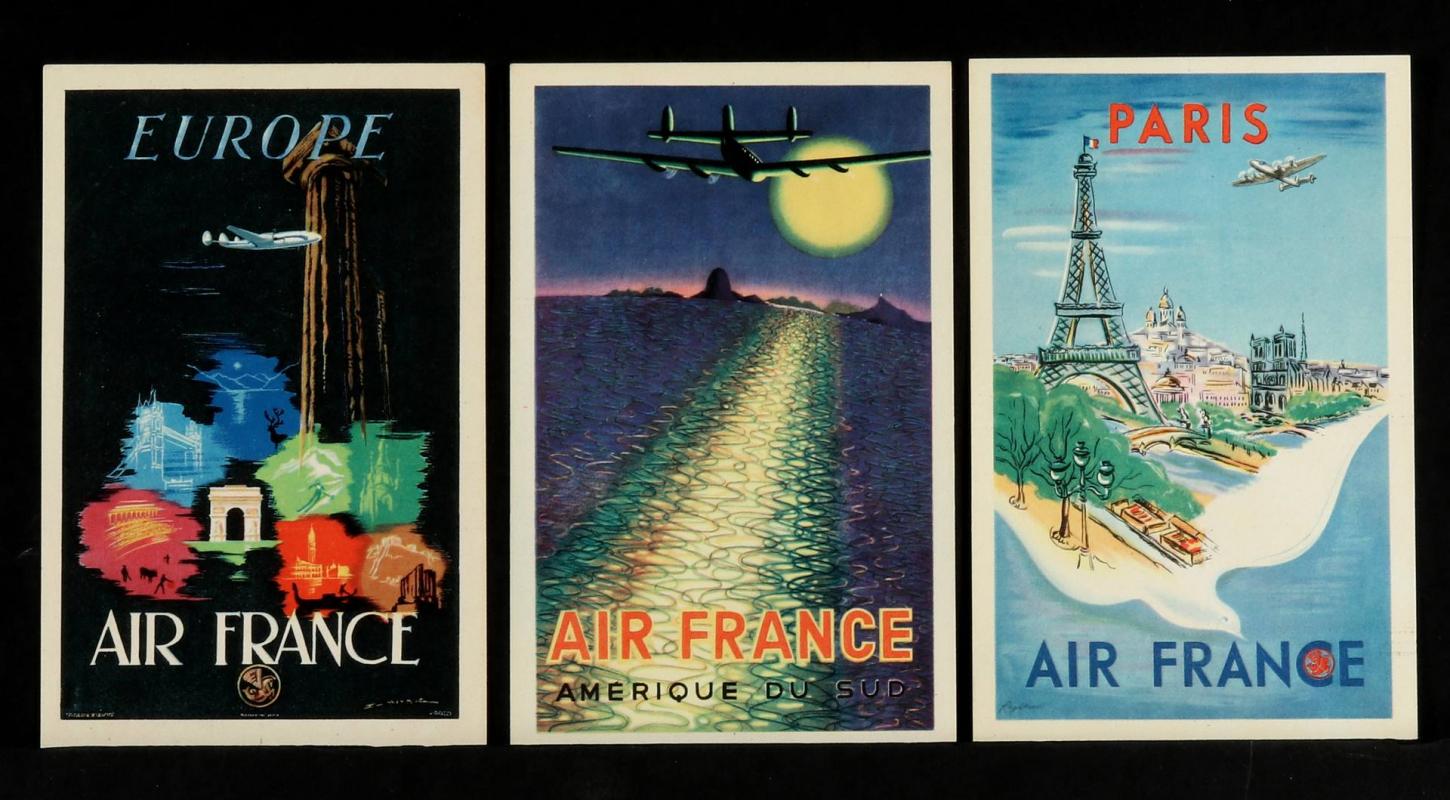 FIVE AIR FRANCE POSTER STYLE POSTCARDS