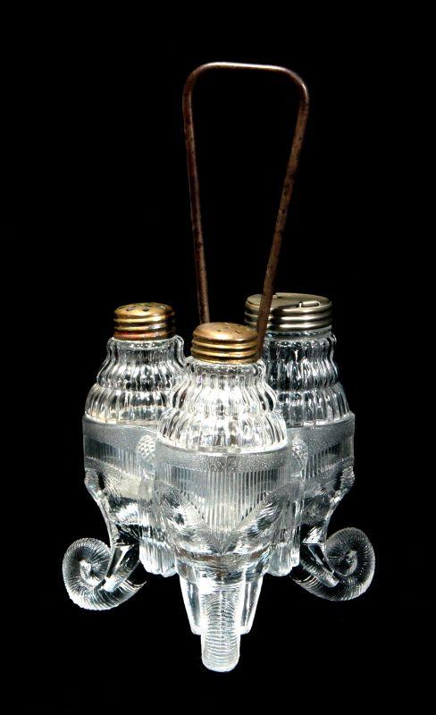 C 1890 GREENSBURG GLASS 'JUMBO' PATTERN CASTOR SET