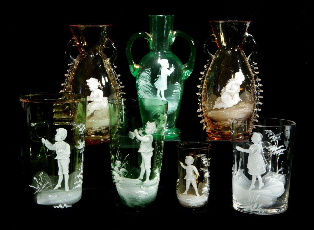 A COLLECTION OF 19TH C. MARY GREGORY GLASS ARTICLES