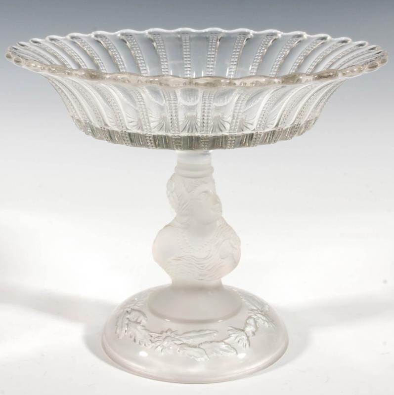 A 19TH CENTURY FROSTED JENNY LIND COMPOTE