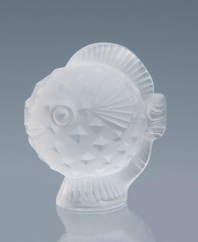 TWO LALIQUE 'PUFFER FISH' FRENCH CRYSTAL FIGURES