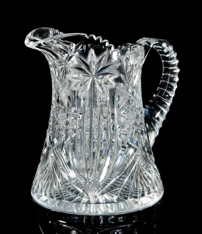 AN ABP CUT GLASS PITCHER SIGNED HAWKES