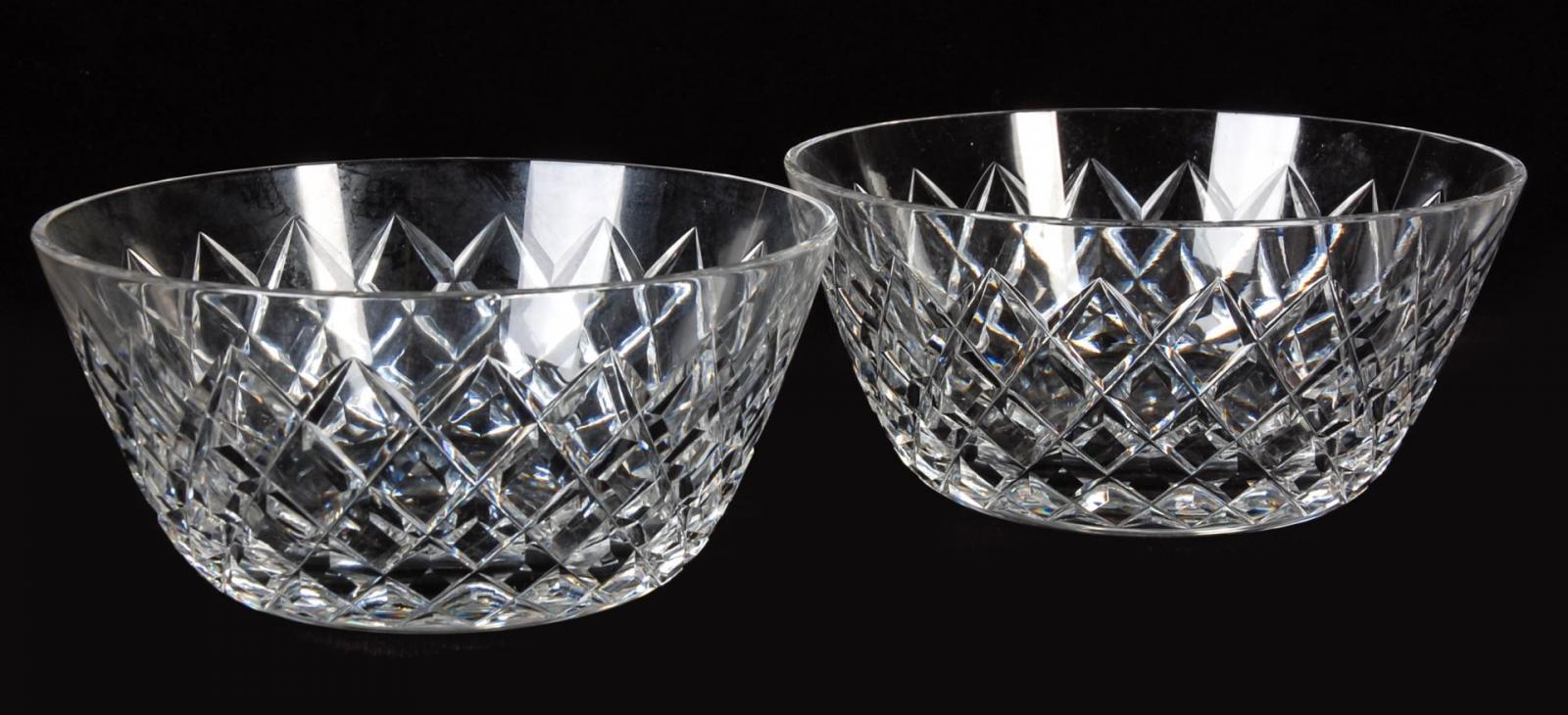 TWO CUT GLASS FINGER BOWLS SIGNED HAWKES