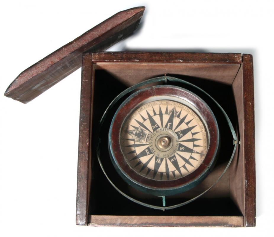 AN EARLY 19TH CENTURY DRY CARD COMPASS