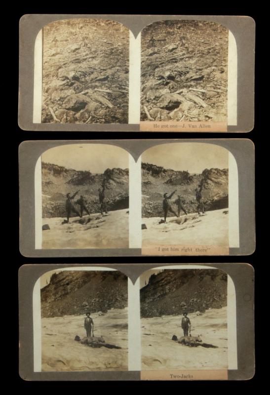 THREE STEREOVIEWS OF A MOUNTAIN GOAT HUNT
