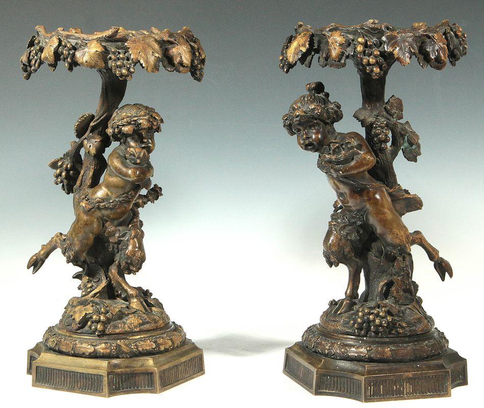 AN OUTSTANDING PAIR OF 19TH C. BRONZE TAZZA