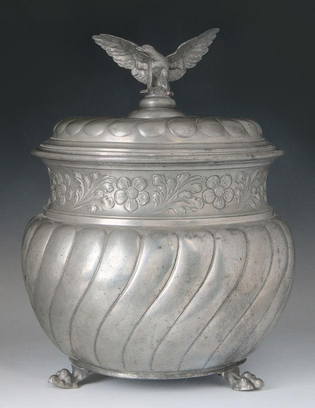 A 19TH CENTURY PEWTER WINE COOLER