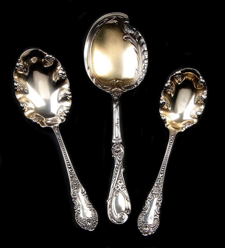 THREE EARLY 20TH C. ORNATE STERLING SILVER SERVERS