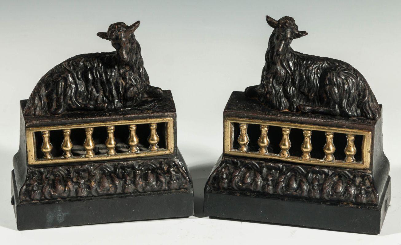PAIR EARLY 20C. CONTINENTAL FIGURAL IRON BOOKENDS