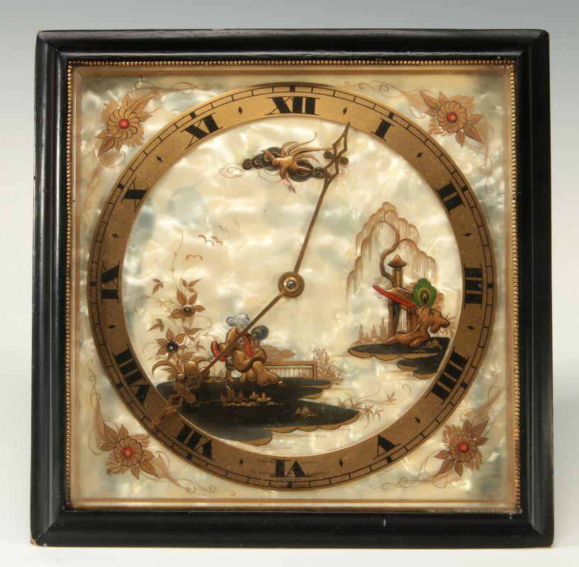 A CIRCA 1920 FRENCH EASEL BACK CHINOISERIE CLOCK