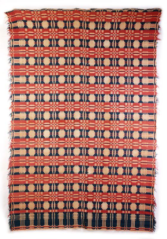 TWO 19TH CENTURY JACQUARD COVERLET WEAVINGS
