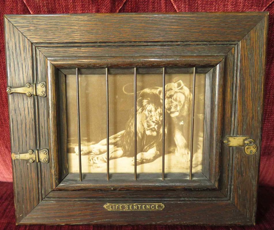 CIRCA 1900 CAGED LION SHADOWBOX FRAMED PRINTS