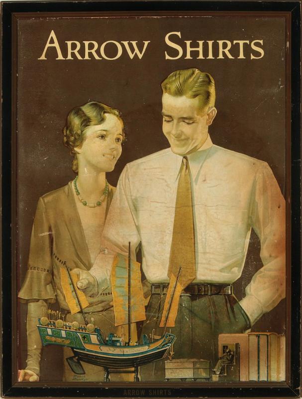 A CIRCA 1900 ARROW SHIRTS ADVERTISING PLACARD