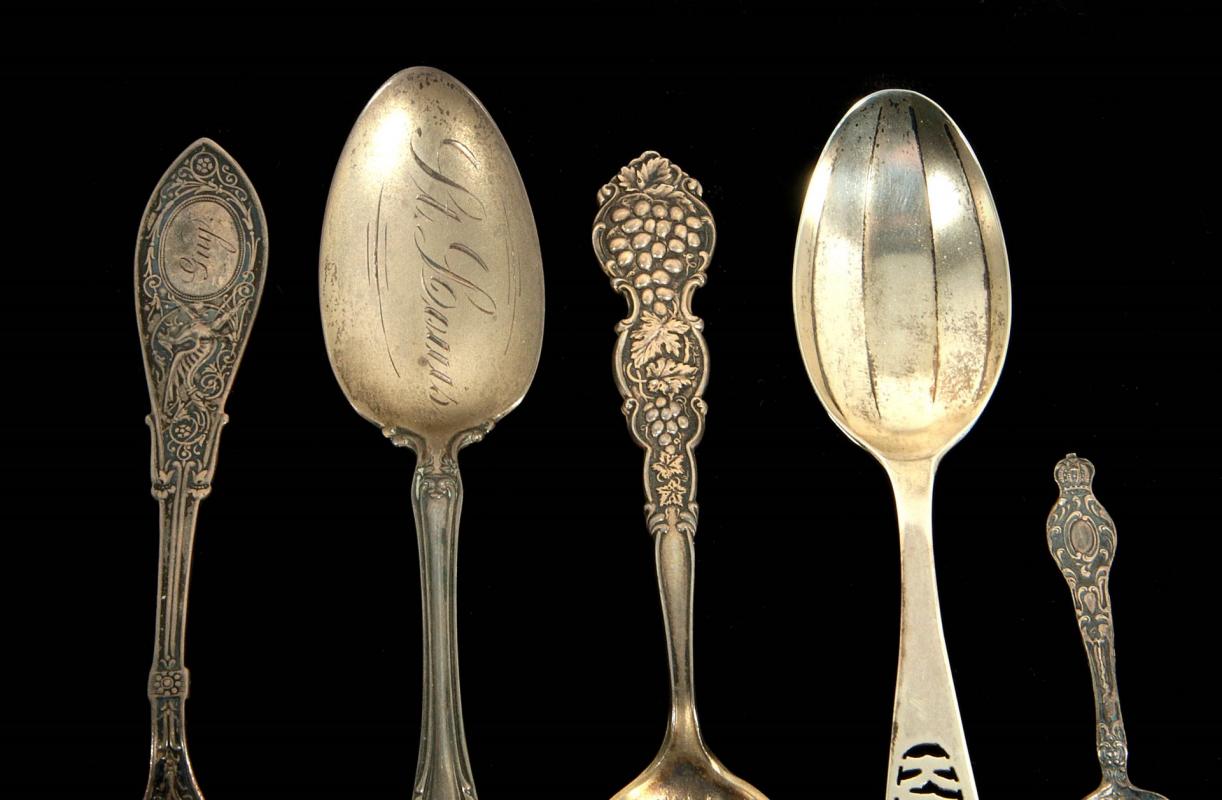 FIVE ANTIQUE STERLING SILVER SPOONS