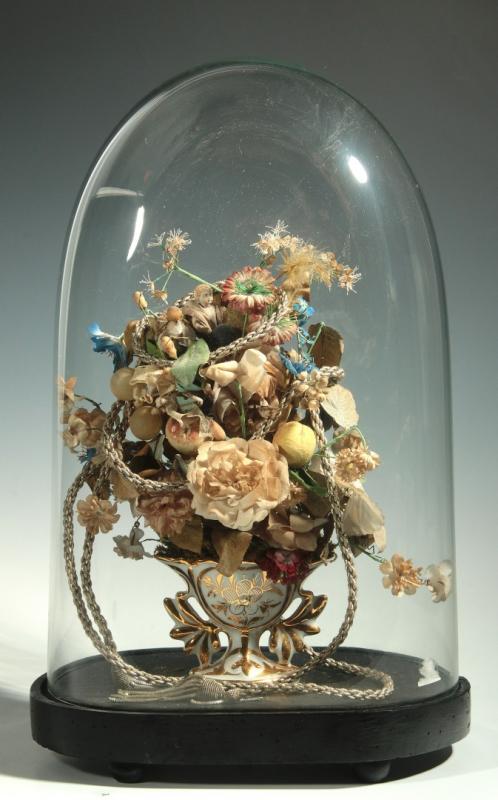 AN ELABORATE 19TH C. BRIDE'S DOME WITH FRUIT 