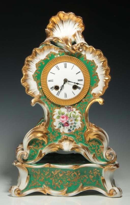 A PONS OF PARIS FRENCH PORCELAIN CLOCK ON STAND