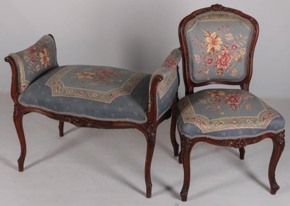 A CIRCA 1900 NINE-PIECE FRENCH STYLE PARLOR SET