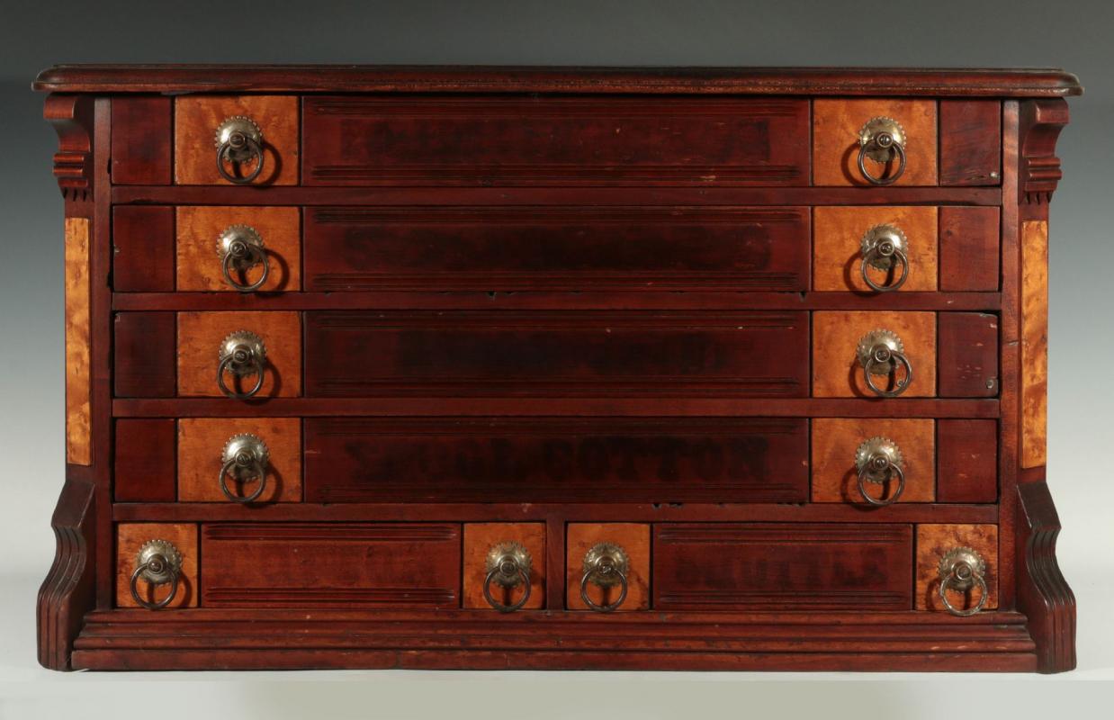 A SIX DRAWER ANTIQUE SPOOL CABINET 