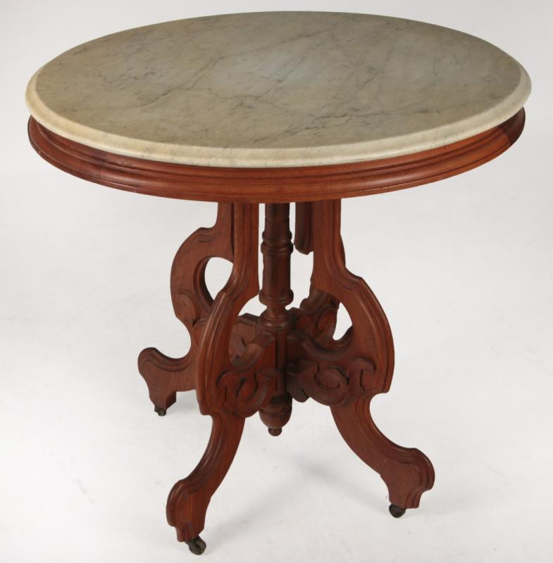 A 19THC. AMERICAN CIRCULAR MARBLE TOP PARLOR TABLE