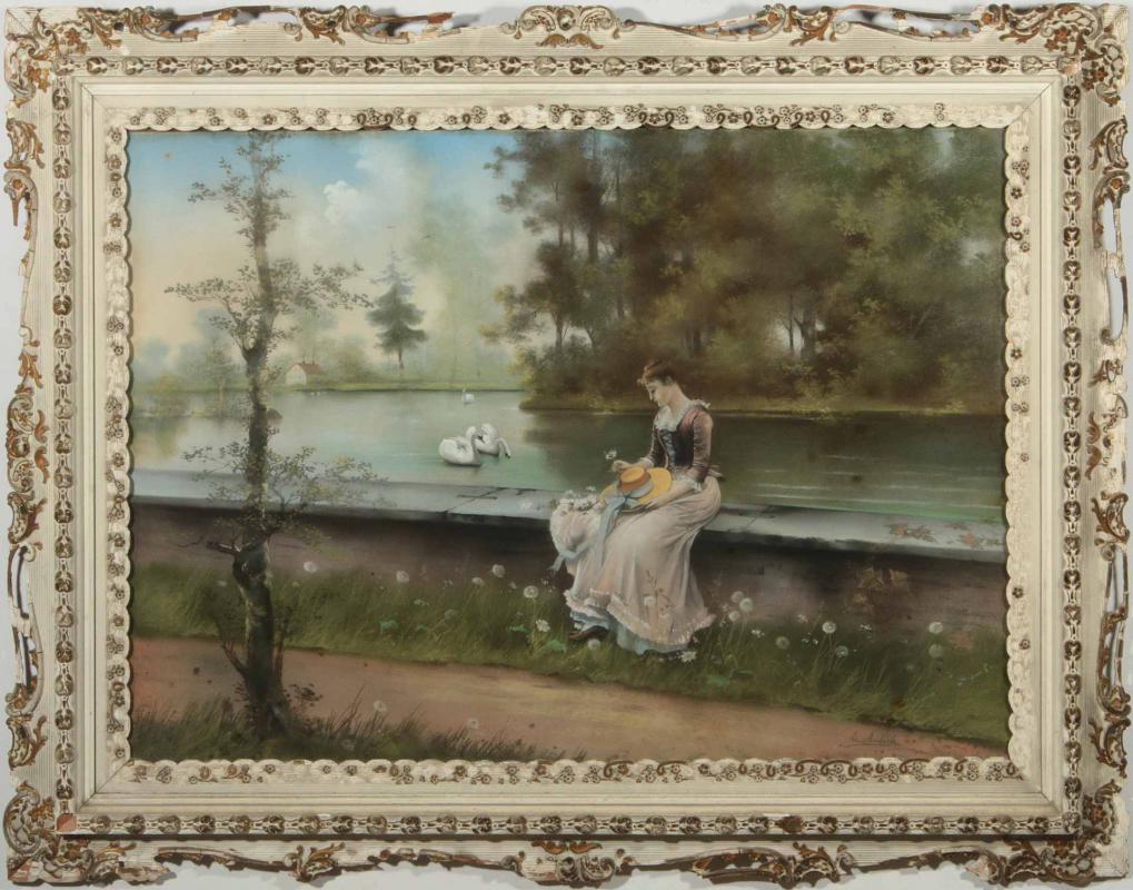 C. 1900 PASTEL PAINTING ATTRIBUTED TO EMMA AULICH 