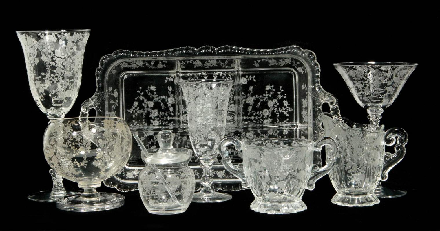 THIRTY-EIGHT PIECES OF CAMBRIDGE ROSEPOINT CRYSTAL