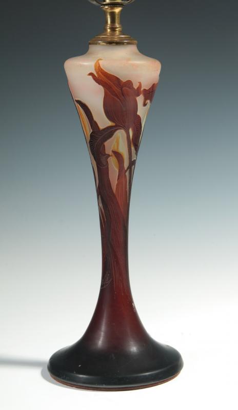 A GALLE CAMEO GLASS LAMP BASE WITH DAMAGE