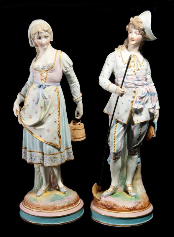 A PAIR 19TH C. BISQUE FIGURES SIGNED VION BAURY
