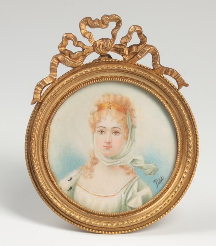 A 19TH C. FRENCH ARTIST SIGNED MINIATURE PORTRAIT