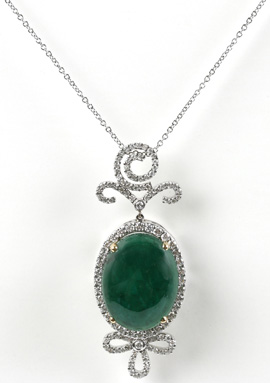 Emerald Diamond-Encrusted Pendant Necklace