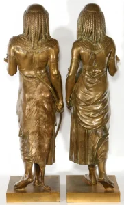 Emile Picault Egyptian Revival Bronze Pair